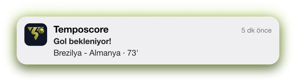 Gol Bekleniyor bildirimi — Brezilya-Almanya 73'